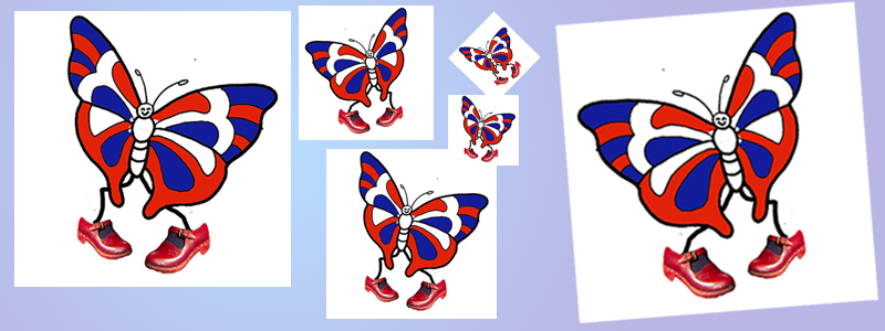 cartoon of dancing butterfly with clogs